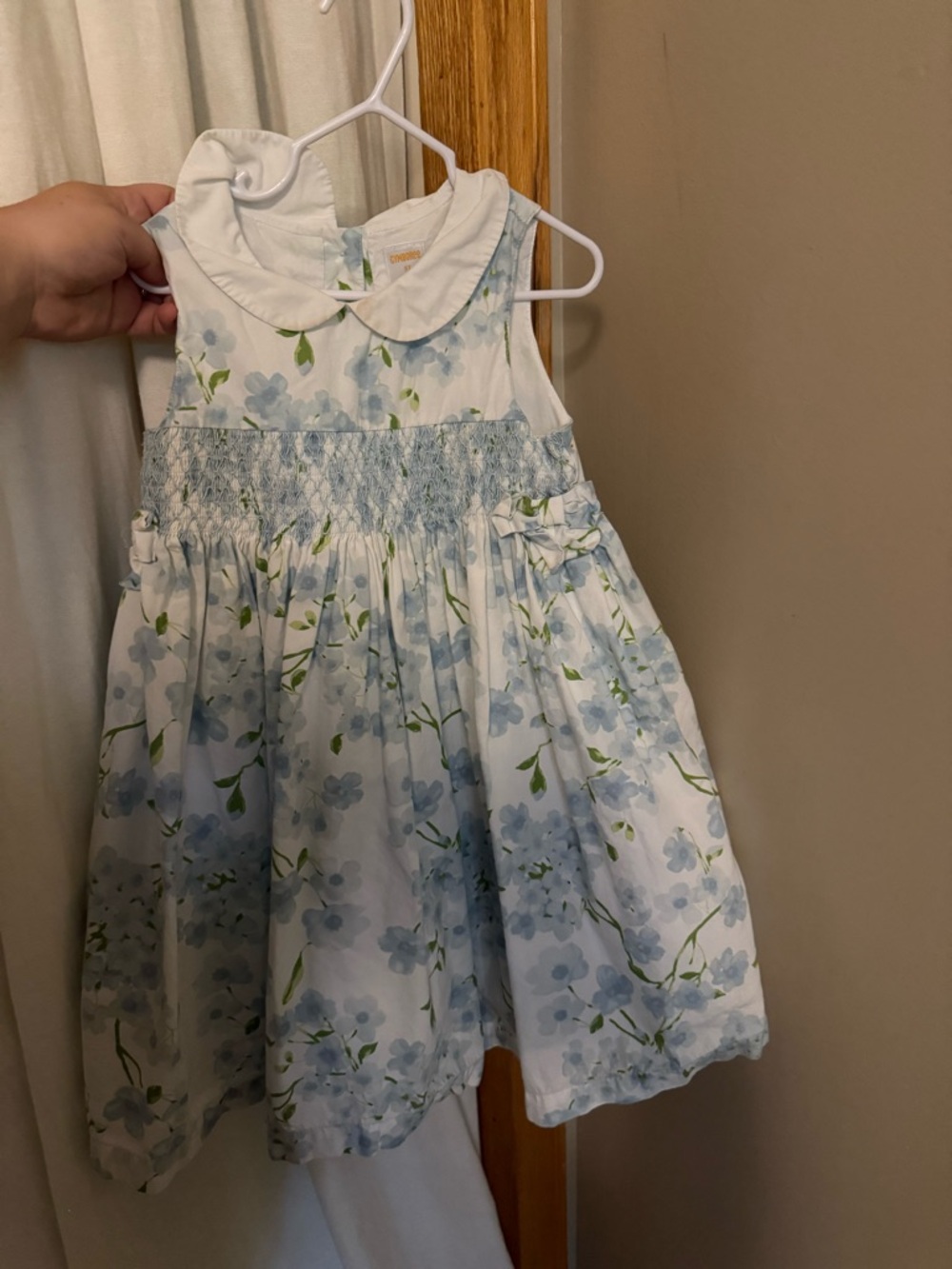 Gymboree Girls' White and Light Blue Floral Smocked Dress